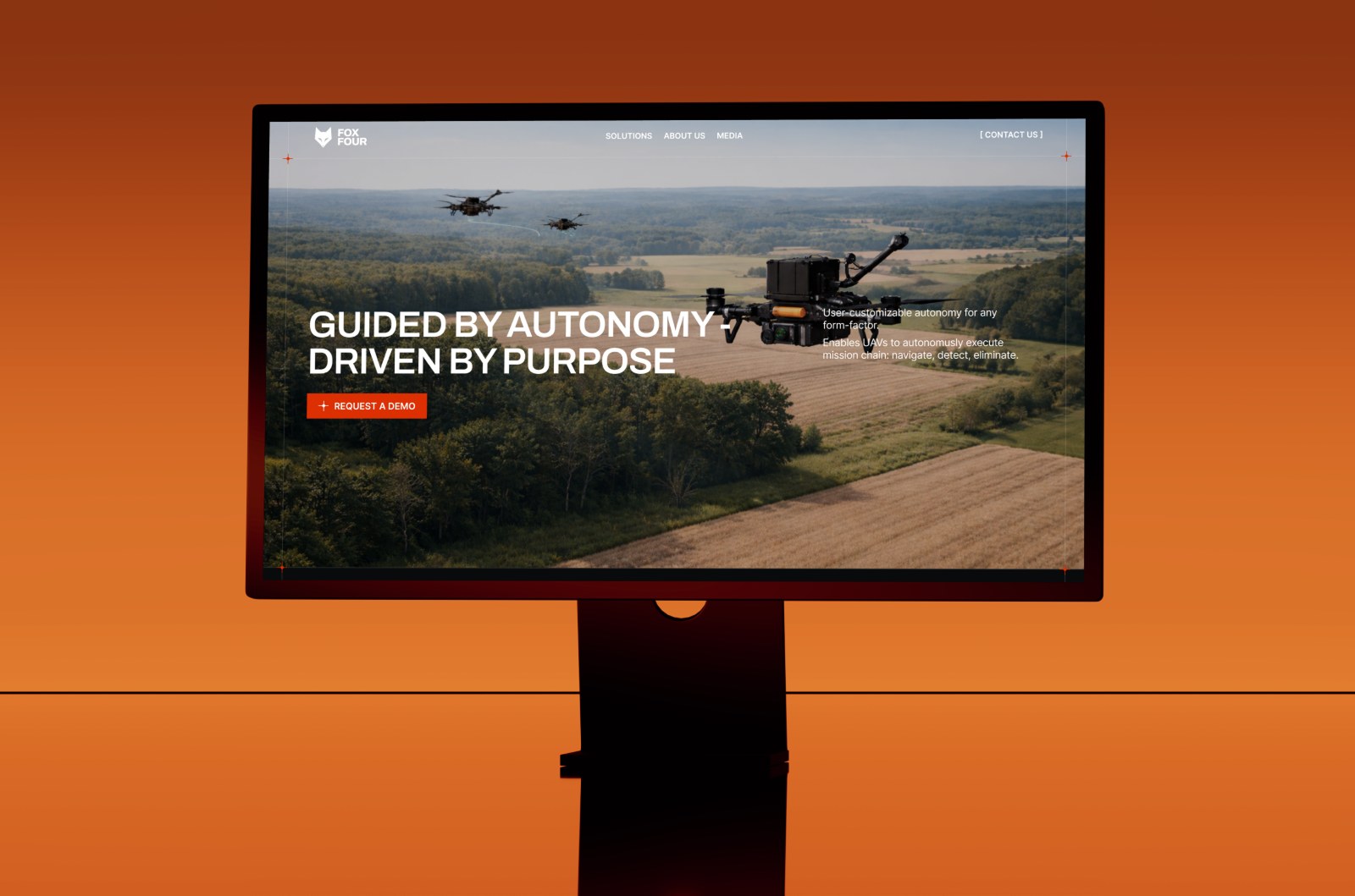 FoxFour — homepage on a display